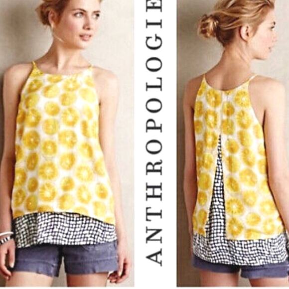 Anthro Porridge lemon layered split back tank top - Picture 16 of 16